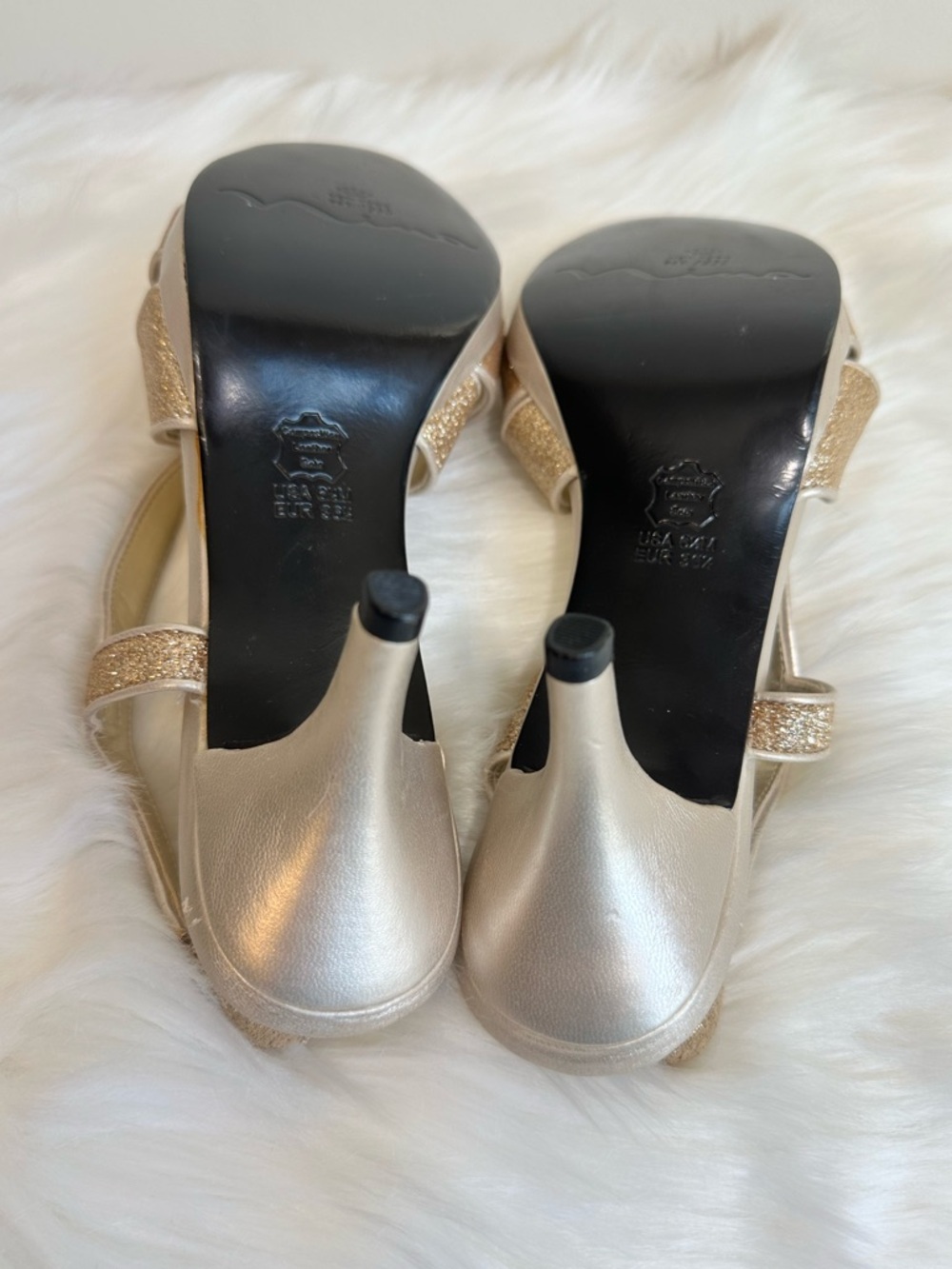 Nina Baby Glitter Open Toe Strappy Slingback Heels in Gold Size 6.5 - Picture 14 of 16